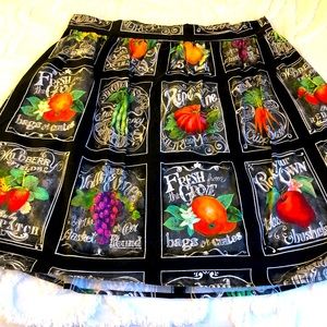 Retrolicious circle skirt with vegetables and fruit ModCloth 1X rockabilly